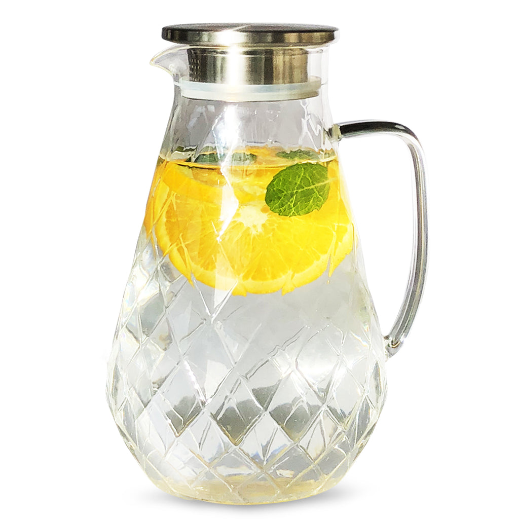 Diamond Glass Pitcher with Lid (72 Ounces)