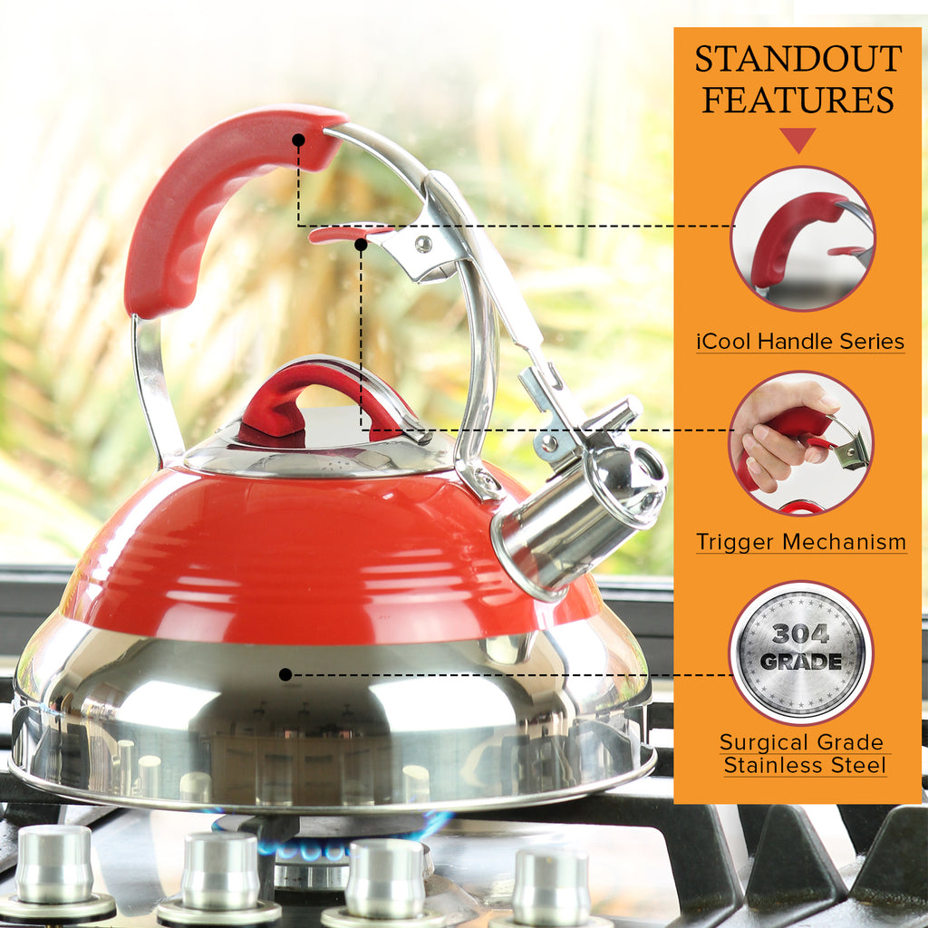 Stove Top Whistling Tea Kettle - Only Culinary Grade Stainless