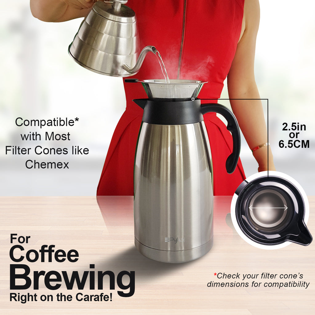 Pykal KIT-TC-005 Thermal Coffee Carafe - with ThermaClick Lid, 68 oz  Capacity, Lab Tested 24 hour > 150F Heat Retention