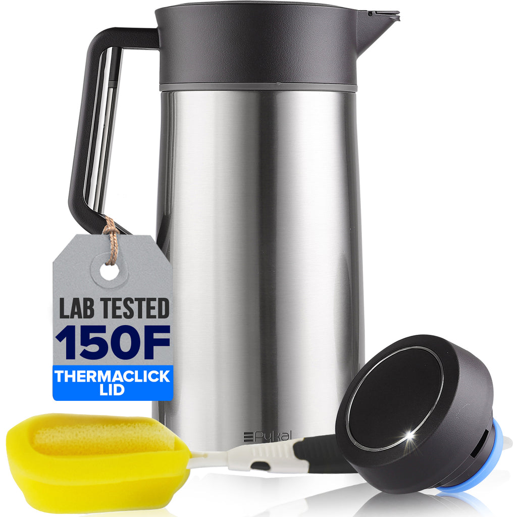 Pykal Thermal Coffee Carafe - with ThermaClick Lid, 68 oz Capacity, Lab  Tested 8 Hour 150F Heat Retention, Surgical Rust Resistant Stainless Steel